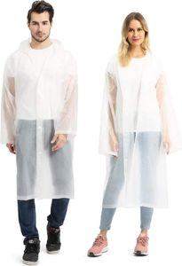 2 Stück Regenmantel Durchsichtiger Regenponcho für Damen Herren, Wiederverwendbar Wasserdicht Regencape Regenjacke, Eva Atmungsaktiv Regen Zubehör(Weiß）