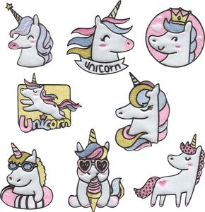 Einhorn Set B 8 Stück - Aufnäher, Bügelbild, Aufbügler, Applikationen, Patches, Flicken, Zum Aufbügeln