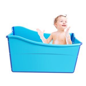 Faltbare Tragbare Rechteckige Badewanne 98*50*56cm Mobil Bathtub Badesauna für Erwachsene Kinder Baby (blau)