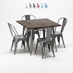 quadratische tisch und stühle in metalldesign Lix industrial jamaica