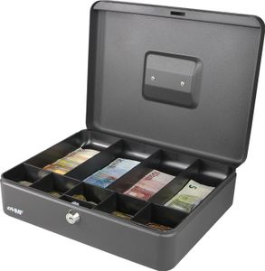 HMF 10019-02 Geldkassette Münzeinsatz Scheinfächer, 30 x 24 x 9 cm, schwarz HMF 10019-02 Geldkassette Münzeinsatz Scheinfächer, 30 x 24 x 9 cm, schwarz