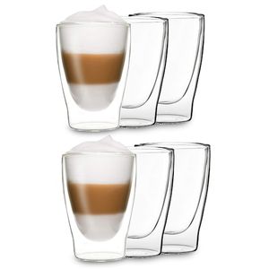 DUOS 6x 310ml Latte Macchiato Gläser Set - Doppelwandige Thermo Gläser, Cappuccino Gläser - Kaffeegläser doppelwandig - Latte Macchiato Gläser Doppelwandig by Feelino