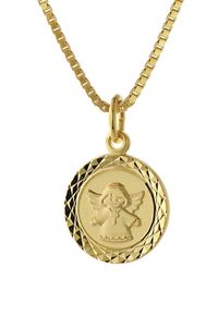 trendor 75323 Engel Schmuck-Anhänger für Kinder Gold 585 + vergoldete Kette, 42 cm