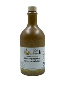 Sauna Aufguss Konzentrat Mallorcinische Latschenkiefer - 500ml in braun-christallener Steingutflasche mit Korkmündung