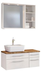 Held Möbel Waschtisch-Set Davos 90 cm -C- (links) weiß/matt weiß