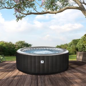 GardWell Whirlpool Round CITY - für 3 Personen - outdoor aufblasbar - inklusive Wärmepumpe, Filterkartusche, Poolabdeckung und Bodenschutzmatte