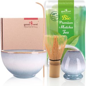 Matcha Teezeremonie Set "Moya" mit Teeschale, Besenhalter und 30g Premium Matcha