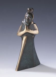 Bronzeskulptur Vaterliebe 15 cm, patiniert