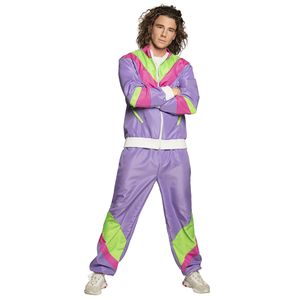 Retro Jogginganzug für Herren 80er Bad Taste violett-rosa-grün