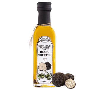 Hľuzovkový olej | Olivový olej z čiernych hľuzoviek | Čierny hľuzovkový olej s kúskami hľuzoviek | Ideálny na varenie, servírovanie, rizoto, cestoviny, pizzu 100ml
