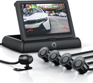Aplic Rückfahrkamera, Einparkhilfe mit 4x Parksensoren, Kamera & 4,3" Monitor mit Nachtsicht