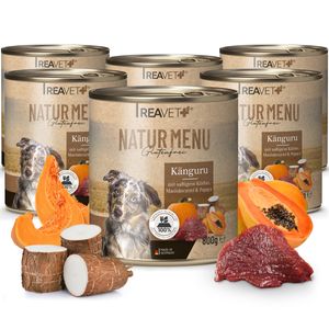 REAVET Nassfutter für Hunde - Känguru mit Kürbis & Karotte | 6 x 800 g
