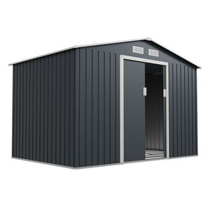 Juskys Metall Gerätehaus XL mit Satteldach, Tür & Fundament - 9m³ groß - Anthrazit