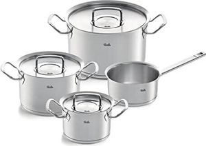 Fissler Original-Profi Collection / Edelstahl-Topfset, 4-teilig, Koch-Töpfe mit Metall-Deckel (3 Kochtöpfe, 1 Stielkasserolle-deckellos) - Induktion