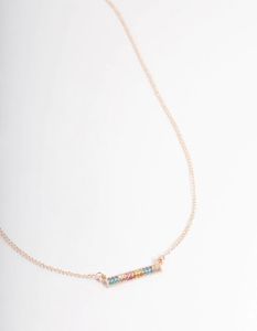 Rose Gold Diamante Horiztonal Bar Necklace