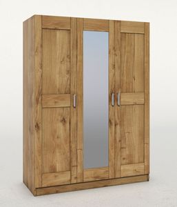 Kleiderschrank Wildeiche teilmassiv geölt 3 türig mit Spiegel Schrank B. 152cm