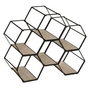 Flaschenhalter - 6 Flaschen "Arty" - Metall und Holz - schwarz - 26x29 -5 cm - Atmosphera créateur d'intérieur