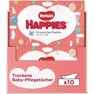 Huggies Happies Reinigungstücher trockene Baby-Pflegetücher 10 x100 St.
