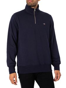 GANT Reguläres Shield-Sweatshirt mit halbem Reißverschluss, Blau L