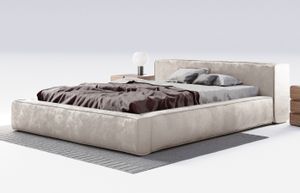 GRAINGOLD Design Polsterbett 180x200 cm Armani - Premium Stoff, Bettkasten, Lattenrost - Modern Polsterbett - Perle (Infinity 1)