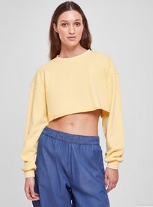 Urban Classics - Damen Cropped Flower Embroidery Terry Sweatshirt VINTAGESUN L