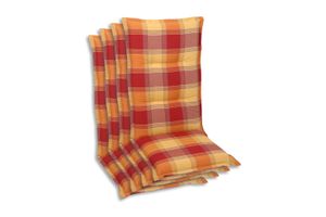 GO-DE Textil, Sesselauflage Hochlehner, 4er Set, Farbe: rot, Maße: 120 cm x 50 cm x 7 cm, Rueckenhoehe: 70 cm