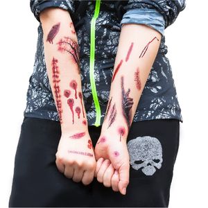 Oblique Unique Temporäre Tattoos Horror Halloween Klebetattoos Wunden - 40 Motive