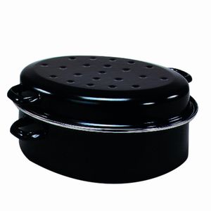 KARL KRÜGER Husací pekáč oválny 10,5 litra Ø42cm smaltovaný čierny matný