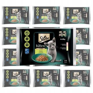 Sheba Kitten in Sauce mit Lachs und Huhn, komplettes Nassfutter für Kätzchen, 52 Beutel à 85 g (13 x 4 x 85 g)