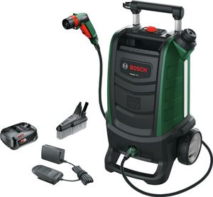 Aparat de spalat cu presiune pe acumulator Bosch Fontus 06008B6101, 18 V, 2.5 Ah, 20 bar presiune maxima, 15 l capacitate rezervor, 4 m lungime furtun, acumualtor, incarcator