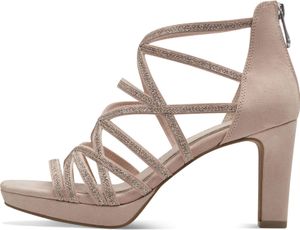 MARCO TOZZI Damen Sandalette geschlossene Ferse Glitzer Reißverschluss 2-28373-42, Größe:37 EU, Farbe:Beige