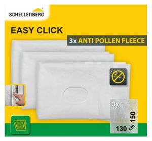 Schellenberg 3er-Set Pollenschutzvlies für Fliegengitter Fenster Easy Click, Ersatz für Pollenschutzgitter, weiß, 130 x 150 cm, 70473