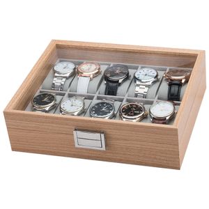 Holz Uhrenkoffer für 10 Uhren Uhrenpräsentation Uhrenaufbewahrung Uhrenbox Armbanduhren Präsentation