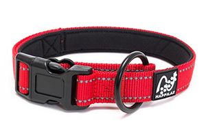 Happilax größen-verstellbares und reflektierendes Hunde-Halsband mit Zugentlastung, gepolstertes Halsband für Hunde, Halsumfang 30-35 cm