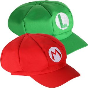 FNCF Set mit 2 Super Mario Mützen Kappen Mario und Luigi rot und grün Videospiel