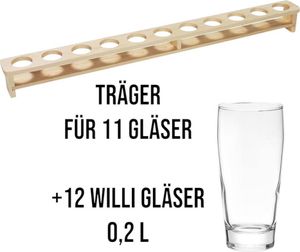 KESPER Bierglasträger + 12 Willi Gläser 0,2 l Biermeter Bierlatte Bierträger