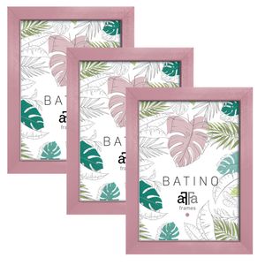 aFFa frames, Batino, Bilderrahmen aus Holz, mit Acrylglasfront, HDF-Hintergrund, Rosa, 15x21 cm, 3er Set