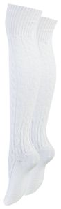 Paolo Renzo Damen Overknee mit Zopfmuster & Anti-Rutsch-Bund 1 Paar -  Größe 36/41 - Weiß