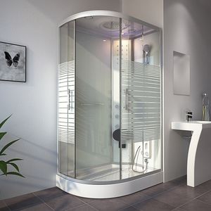 HOME DELUXE - Dampfdusche WHITE PEARL - Maße 120 x 80 cm Links - inkl. Dampffunktion, Regendusche, Radio und Zubehör I Fertigdusche, Dusche, Duschtempel