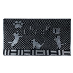 Clayre & Eef Türmatte 75x45 cm Schwarz Gummi Rechteck Katzen