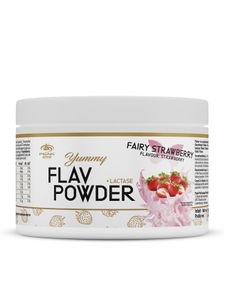 Yummy Flav Powder - 250g : Fairy Strawberry I Geschmackspulver I wenig Kalorien I herausragender Geschmack I Inulin I Ballaststoff I mit Laktase I zum Einsatz und Süßen von Speisen I Shakes I Kaffee I zum Kochen I Backen I vegan I low sugar