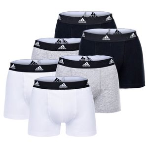 Adidas Herren Boxershorts, 6er Pack - Trunks, Active Flex Cotton, Logo, einfarbig Schwarz/Grau/Weiß M