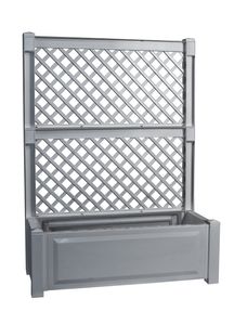KHW Pflanzkasten 100 cm mit Spalier, Abmessungen B 100 x T 43 x H 140 cm, hochwertiger Kunststoff,  stabil, witterungs-/UV-beständig. Farbe: Grau.