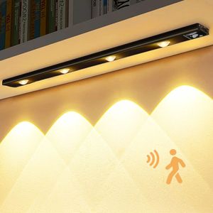 60cm LED Unterbauleuchte Aufladbar Dimmbar Sensor, Küchenlampe 3 Lichtfarben mit Bewegungsmelder, LED Lichtleiste Schrankbeleuchtung Schranklicht(Schwarz)