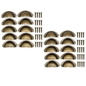 20 Stück Muschelgriffe, Retro-Schubladengriffe, halbrunde Retro-Küchenschrank-Türgriffe mit Schrauben, Bronze
