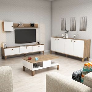 Skye Decor, Sumer- Sumer G7020BMS, barva dub, bílá, obývací pokoj, 44,8x178x34,6 cm, 100% melaminem potažená dřevotřísková deska