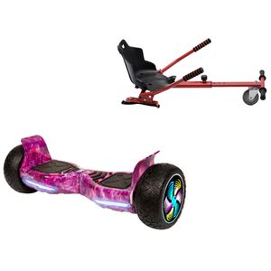 8.5 calowy Hoverboard ze Standardowym Hoverkartem, Hummer Galaxy Pink PRO, Standardowy Zasięg i Czerwony Ergonomiczny Fotel, Smart Balance