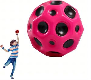 Astro Jump Ball, Astro Jump Ball Moon Ball Hohe Springender Gummiball Sprünge Gummiball Space Ball Toy for Kids Party Gift,Weihnachten Gift, Rosa