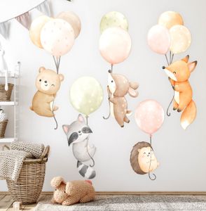 Flug der niedlichen Tiere – Wandgestaltung – Wandbilder Kinder – Motivtapeten Set – Wanddekor Kinderzimmer – Selbstklebende Wandsticker – 80x124 cm