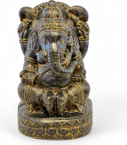 Rzeźba Ganesha - Bóstwo Szczęścia - Stone Mix Elephant Yellow - 45x25x25 cm